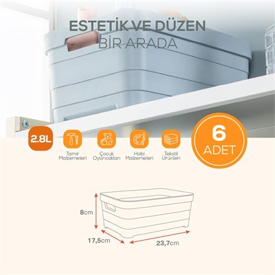 Vienev 6lı 2,8 Litre Saklama Kutusu Bej