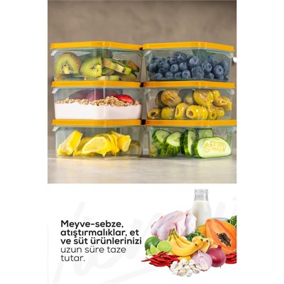 Vienev 6lı 350 Ml Buzdolabı Dondurucu Organizer Mikrodalga Ve Difrize Uygun Saklama Kabı Turuncu