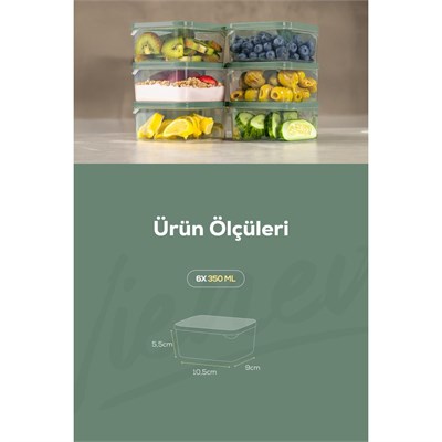 Vienev 6lı 350 Ml Buzdolabı Dondurucu Organizer Mikrodalga Ve Difrize Uygun Saklama Kabı Yeşil