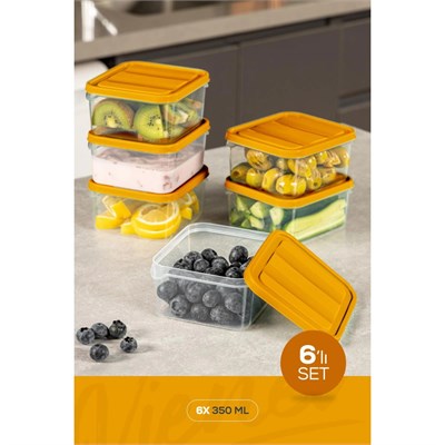 Vienev 6lı 350 Ml Buzdolabı Dondurucu Organizer Mikrodalga Ve Difrize Uygun Saklama Kabı Turuncu