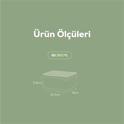 Vienev 6lı 350 Ml Buzdolabı Dondurucu Organizer Mikrodalga Ve Difrize Uygun Saklama Kabı Mint