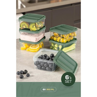 Vienev 6lı 350 Ml Buzdolabı Dondurucu Organizer Mikrodalga Ve Difrize Uygun Saklama Kabı Yeşil