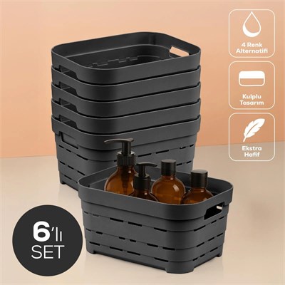 Vienev 6lı 3,8 Litre Delikli Saklama Kutusu Antrasit