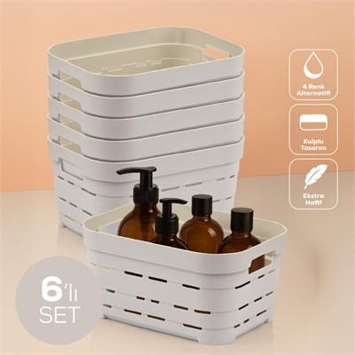 Vienev 6lı 3,8 Litre Delikli Saklama Kutusu Bej