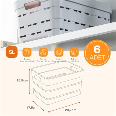 Vienev 6lı 5 Litre Delikli Saklama Kutusu Antrasit