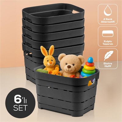 Vienev 6lı 5 Litre Delikli Saklama Kutusu Antrasit
