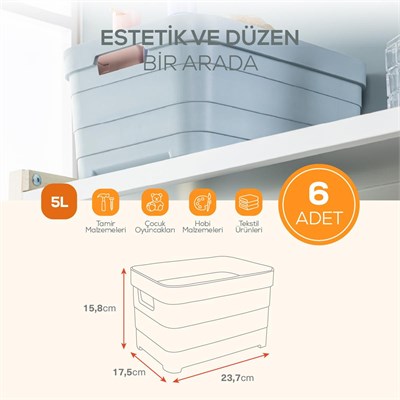 Vienev 6lı 5 Litre Saklama Kutusu Beyaz