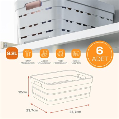 Vienev 6lı 8,2 Litre Delikli Saklama Kutusu Antrasit