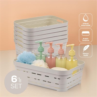 Vienev 6lı 8,2 Litre Delikli Saklama Kutusu Bej