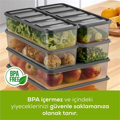 Vienev 6lı Bella Buzdolabı Düzenleyici Antrasit 2x(3,5 Li̇tre) 4x(1,65 Li̇tre)