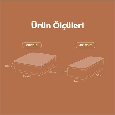 Vienev 6lı Bella Buzdolabı Düzenleyici Antrasit 2x(3,5 Li̇tre) 4x(1,65 Li̇tre)