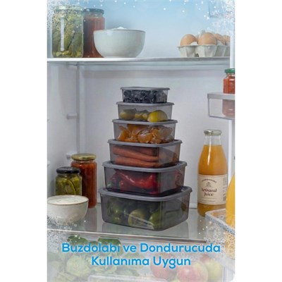 Vienev 6lı Hava Geçirmez Saklama Kabı Antrasit (3-2-1,2-0,75-0,50-0,25 Lt)