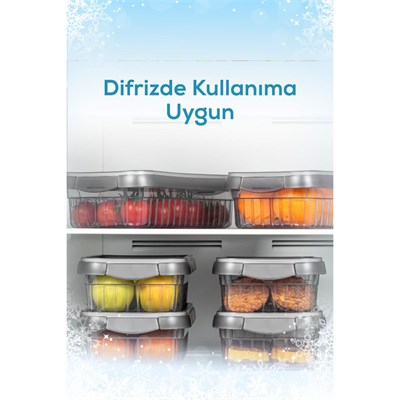 Vienev 6lı Kendinden Çizgili Kilitli Kapaklı Saklama Kabı Seti 3x 2 L - 4 L Antrasit