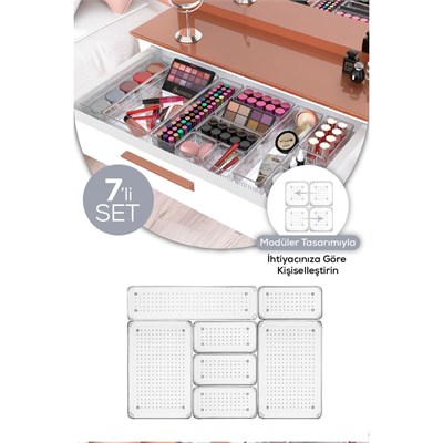 Vienev 7li Şeffaf Çekmece Içi Düzenleyici Organizer 2x(o.dkdrtgn) 4x(k.dkdrtgn) 1x(d.dktrgn)