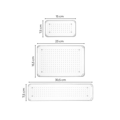Vienev 7li Şeffaf Çekmece Içi Düzenleyici Organizer 2x(o.dkdrtgn) 4x(k.dkdrtgn) 1x(d.dktrgn)