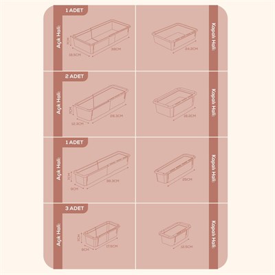 Vienev 7li Set Ayarlanabilir Çekmece Içi Düzenleyici Kutu – Uzayıp Kısalabilen Organizer Seti (3a2b1c1d)