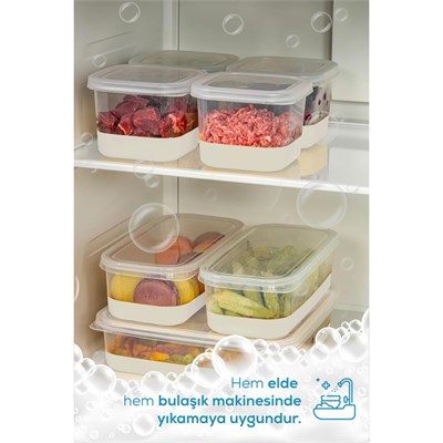 Vienev 8 Parça 550 Ml Yumuşak Tabanlı Derin Dondurucu - Difriz Saklama Kabı Beyaz