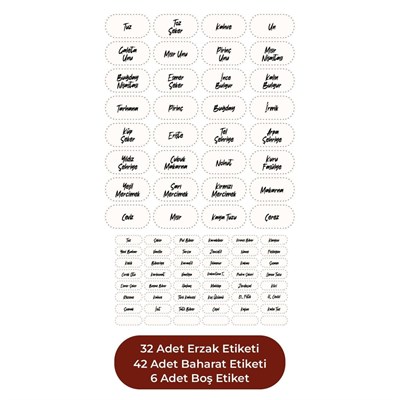 Vienev 80 Adet Erzak Ve Baharat Etiketi