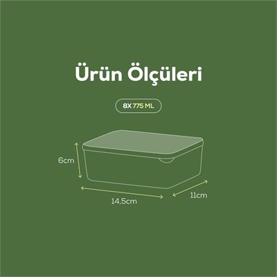 Vienev 8li Buzdolabı Düzenleyici Organizer Mikrodalgaya Uygun Difriz Saklama Kabı Mint