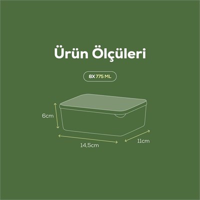 Vienev 8li Buzdolabı Düzenleyici Organizer Mikrodalgaya Uygun Difriz Saklama Kabı Yeşil