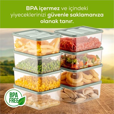 Vienev 8li Buzdolabı Düzenleyici Organizer Mikrodalgaya Uygun Difriz Saklama Kabı Mint