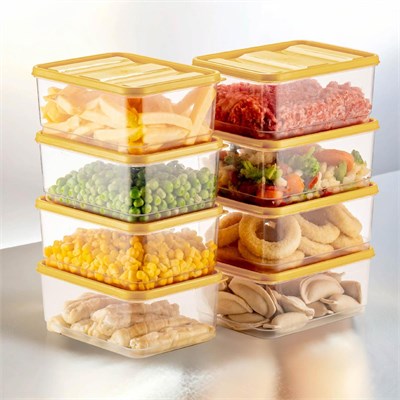 Vienev 8li Buzdolabı Düzenleyici Organizer Mikrodalgaya Uygun Difriz Saklama Kabı Sarı