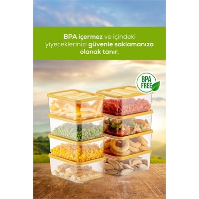 Vienev 8li Buzdolabı Düzenleyici Organizer Mikrodalgaya Uygun Difriz Saklama Kabı Sarı
