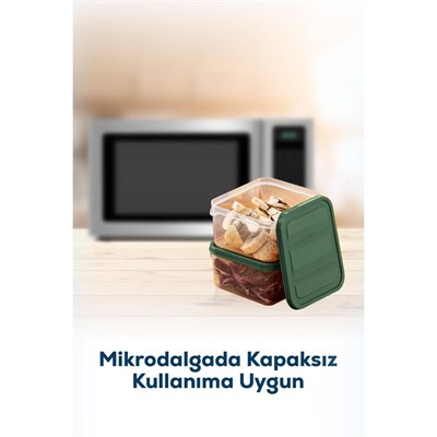 Vienev 8li Buzdolabı Düzenleyici Organizer Mikrodalgaya Uygun Difriz Saklama Kabı Yeşil