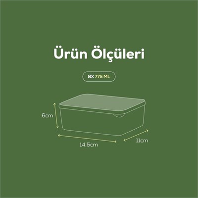 Vienev 8li Buzdolabı Düzenleyici Organizer Mikrodalgaya Uygun Difriz Saklama Kabı Turuncu