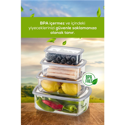 Vienev 8li Hava Geçirmez Saklama Kabı Seti Antrasit 2x(250-500-750-1200 Ml)