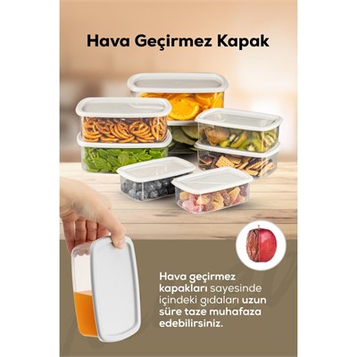 Vienev 8li Hava Geçirmez Saklama Kabı Seti Gri 2x(250-500-750-1200 Ml)
