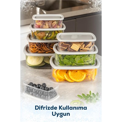 Vienev 8li Hava Geçirmez Saklama Kabı Seti Gri 2x(250-500-750-1200 Ml)