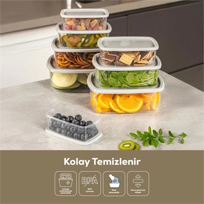 Vienev 8li Hava Geçirmez Saklama Kabı Seti Antrasit 2x(250-500-750-1200 Ml)