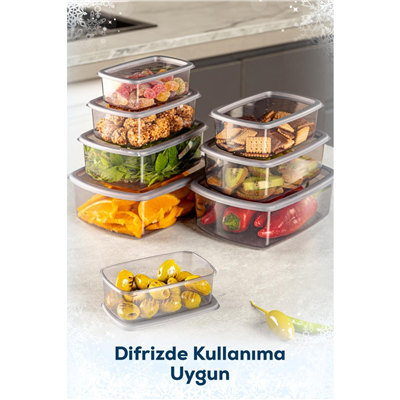 Vienev 8li Hava Geçirmez Saklama Kabı Seti Antrasit 2x(250-500-750-1200 Ml)