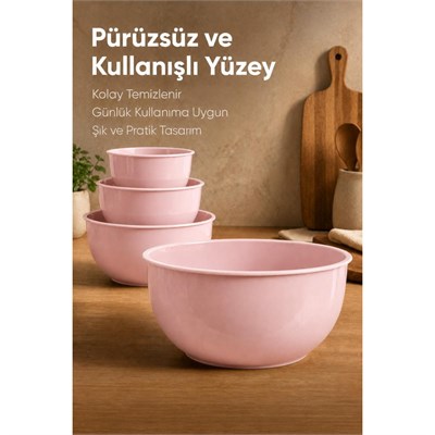 Vienev 8li Karıştırma Ve Hazırlama Kabı Seti Pembe - 1l 1.5l 2.3l 3.3l