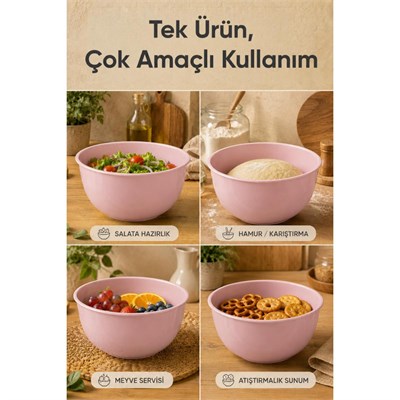 Vienev 8li Karıştırma Ve Hazırlama Kabı Seti Pembe - 1l 1.5l 2.3l 3.3l