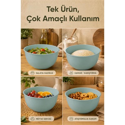 Vienev 8li Karıştırma Ve Hazırlama Kasesi Seti Mint - 1l 1.5l 2.3l 3.3l