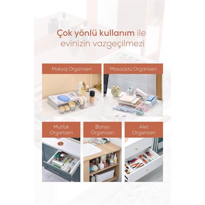 Vienev 8li Şeffaf Çekmece Içi Organizer 1x(b.dkdrtgn,b.kare,d.dkdrtgn,o.dkdrtgn)2x(k.dkdrtgn,k.kare)