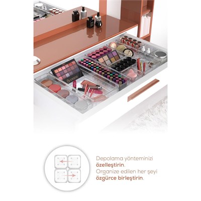 Vienev 8li Şeffaf Çekmece Içi Organizer 1x(b.dkdrtgn,b.kare,d.dkdrtgn,o.dkdrtgn)2x(k.dkdrtgn,k.kare)