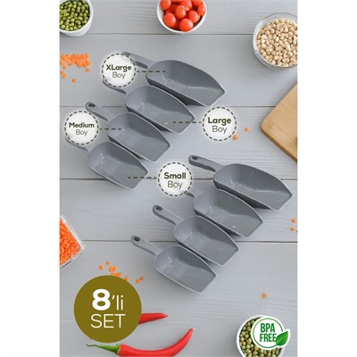 Vienev 8li Set Plastik Erzak Kürek Seti Gri