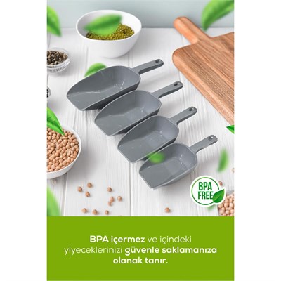 Vienev 8li Set Plastik Erzak Kürek Seti Gri