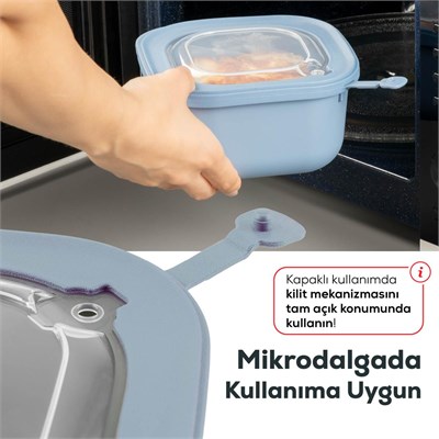 Vienev 9lu 3x(600-1100-1800 Ml) Mikrodalga Ve Difrize Uygun Vip Kapaklı Özel Saklama Kabı Seti Mavi