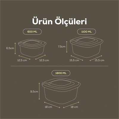 Vienev 9lu 3x(600-1100-1800 Ml) Mikrodalga Ve Difrize Uygun Vip Kapaklı Özel Saklama Kabı Seti Mavi
