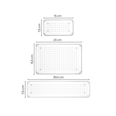 Vienev 9lu Şeffaf Çekmece Içi Düzenleyici Organizer 4x(d.dkdrtgn,k.dkdrtgn) 1x(o.dkdrtgn)