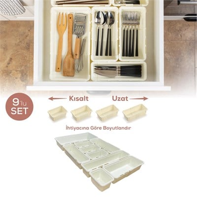 Vienev 9lu Set Ayarlanabilir Çekmece Içi Düzenleyici Kutu – Uzayıp Kısalabilen Organizer Seti (4a2b2c1d)
