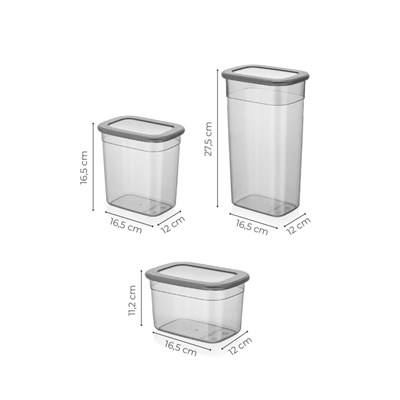 Vienev 9lu Set Poli Şeffaf Kapaklı Uzun Dikdörtgen Saklama Kabı 3x(1,3 Li̇tre, 2 Li̇tre, 3,2 Li̇tre)