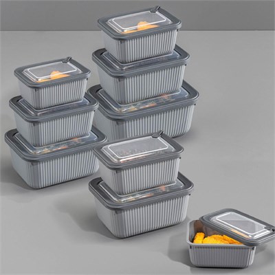 Vienev 9lu Vip Dikdörtgen Mikrodalga Ve Difrize Uygun Saklama Kabı Seti Gri 3x(1750,1050,600 Ml)