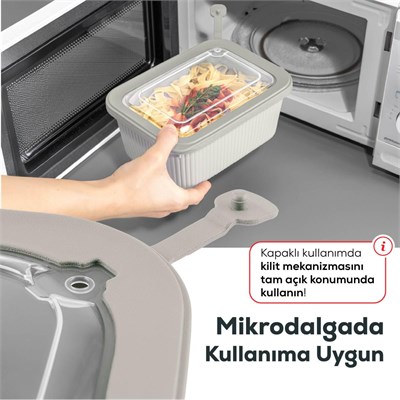 Vienev 9lu Vip Dikdörtgen Mikrodalga Ve Difrize Uygun Saklama Kabı Seti Bej 3x(1750,1050,600 Ml)