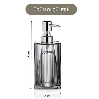 Vienev Akrilik Sıvı Sabunluk 300 Ml Şeffaf Antrasit 1993