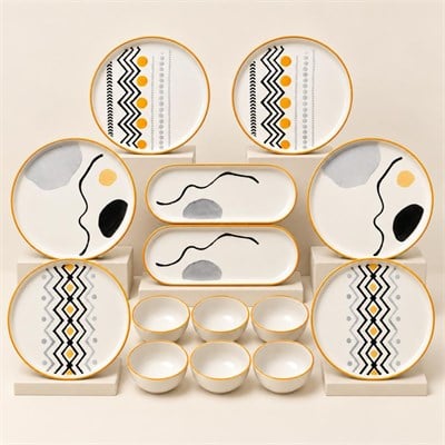 Vienev Axial 14 Parça Stackable Kahvaltı Takımı Sunum Tabağı